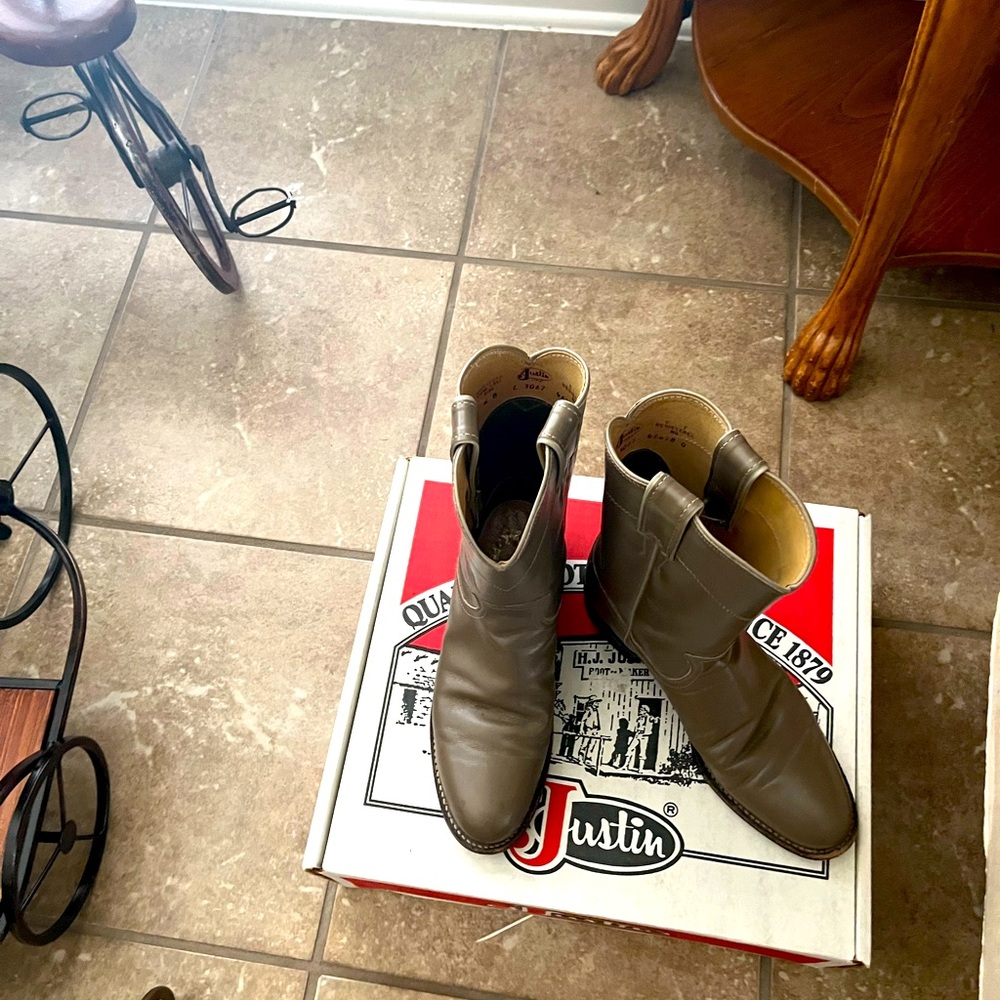 Justin Ropers Brown Leather Ankle Boots
